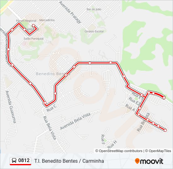 Mapa da linha 0812 de ônibus