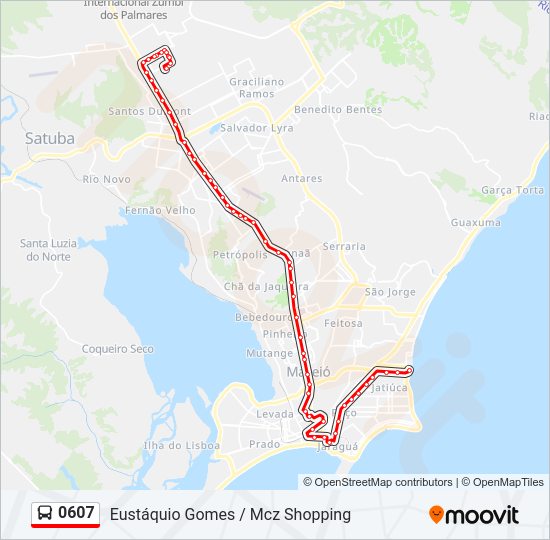 Mapa da linha 0607 de ônibus