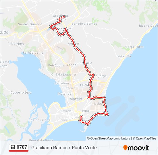 Mapa da linha 0707 de ônibus