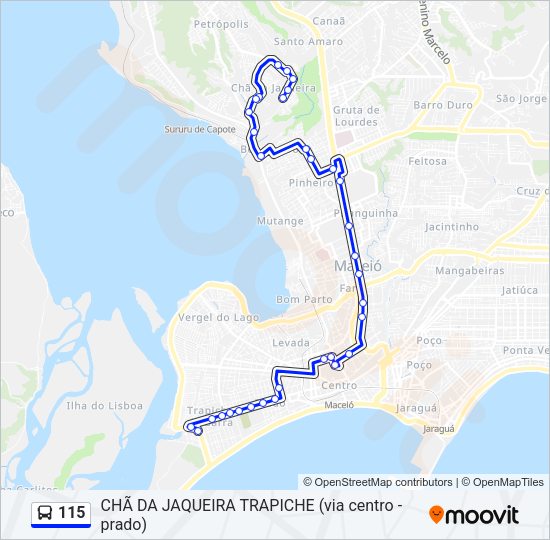 Mapa da linha 115 de ônibus