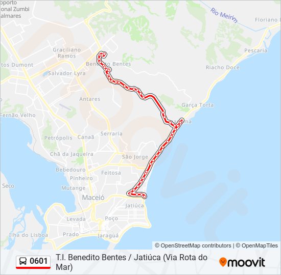 Mapa da linha 0601 de ônibus