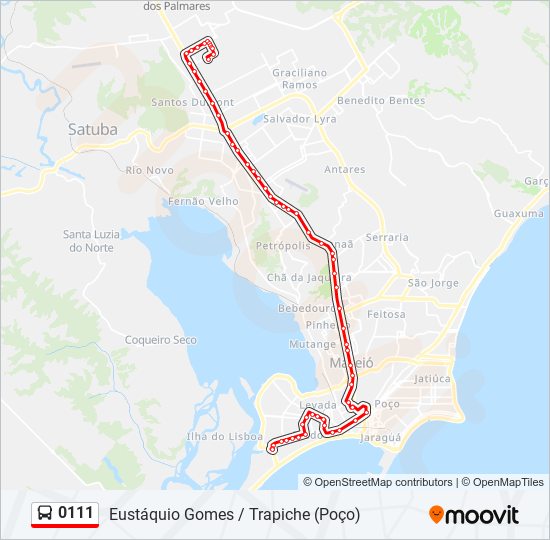 Mapa da linha 0111 de ônibus