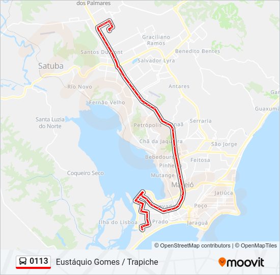 Mapa da linha 0113 de ônibus