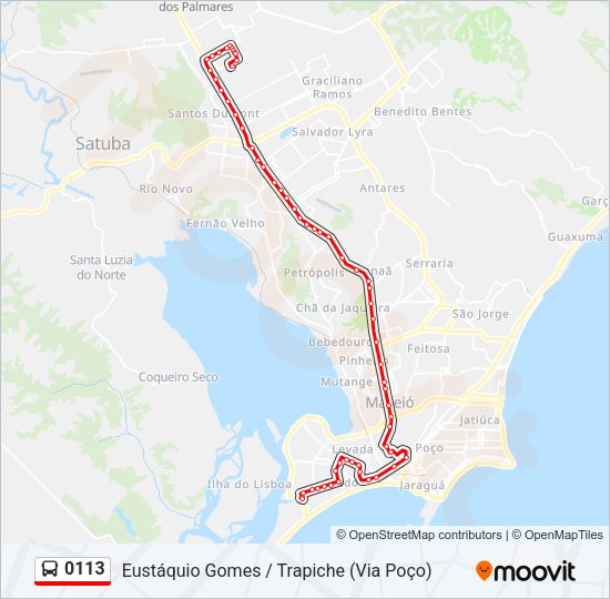 Mapa da linha 0113 de ônibus