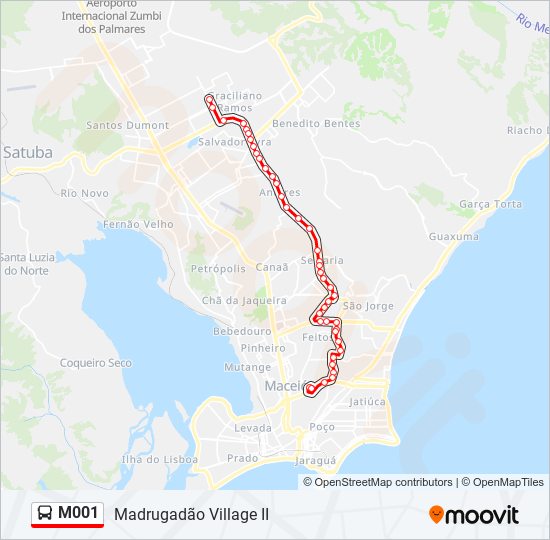 Mapa da linha M001 de ônibus
