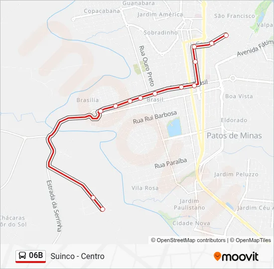 Rota da linha 06B: horários, paradas e mapas - Suinco - Centro (Atualizado)