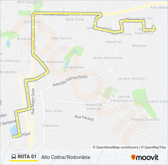 Mapa da linha ROTA 01 de ônibus