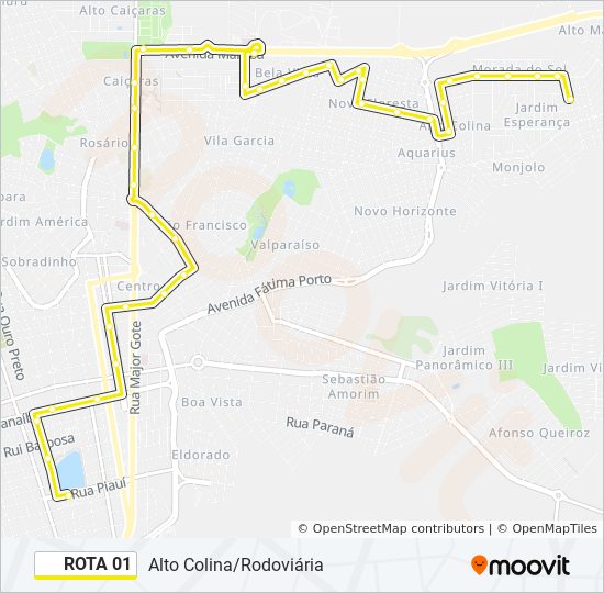 Mapa da linha ROTA 01 de ônibus