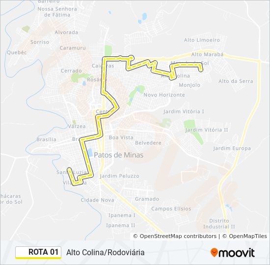 Mapa da linha ROTA 01 de ônibus