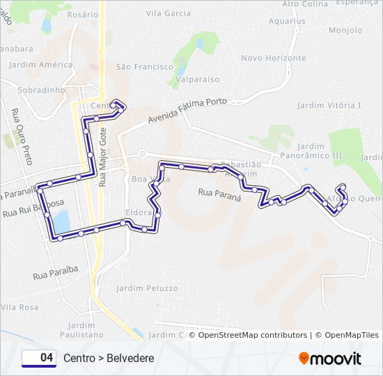 Mapa da linha 04 de ônibus