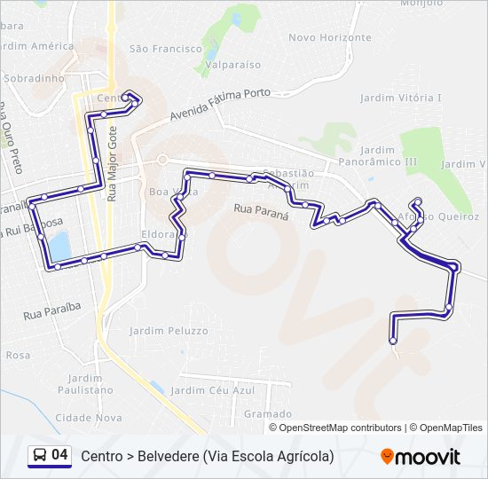 Mapa da linha 04 de ônibus