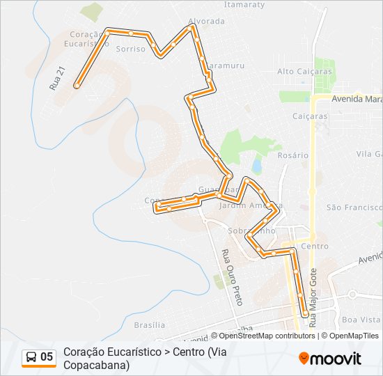 Mapa da linha 05 de ônibus