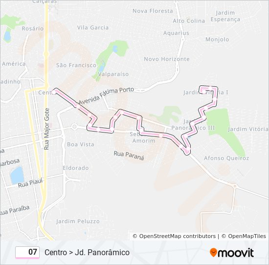 Mapa da linha 07 de ônibus