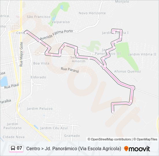 Mapa da linha 07 de ônibus