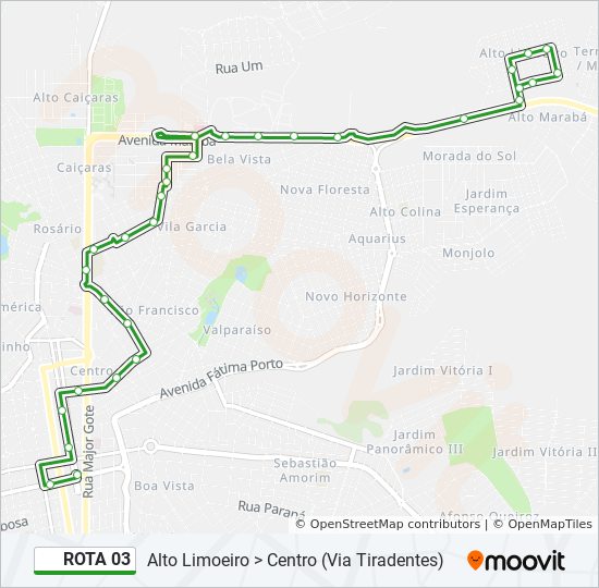 Mapa da linha ROTA 03 de ônibus