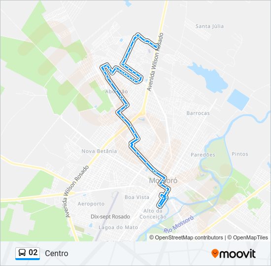 Rota da linha 02: horários, paradas e mapas - Centro (Atualizado)