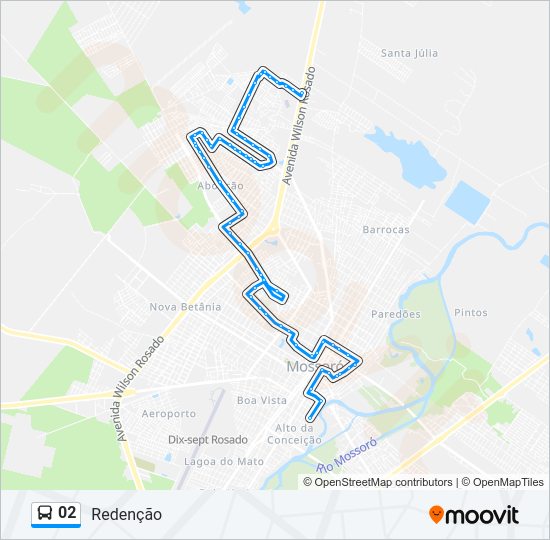 Mapa da linha 02 de ônibus