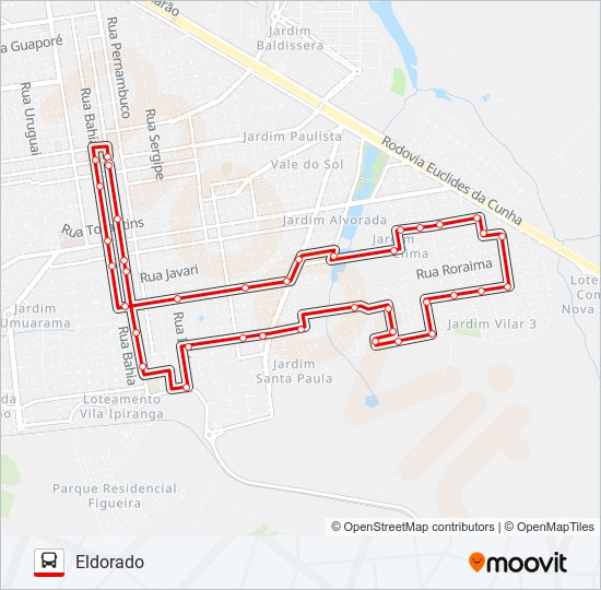 Mapa da linha RAMO 1A ELDORADO de ônibus