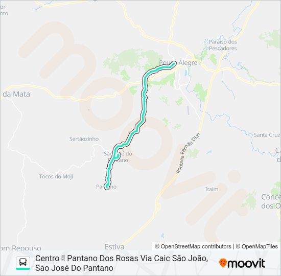 Mapa da linha 212 CENTRO/PANTANO de ônibus