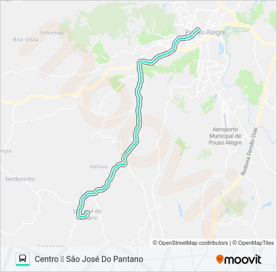 Mapa da linha 212 CENTRO/PANTANO de ônibus