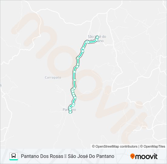 Mapa da linha 212 CENTRO/PANTANO de ônibus