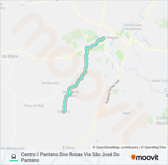 Mapa da linha 212 CENTRO/PANTANO de ônibus
