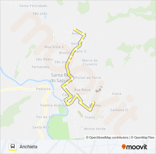 Mapa da linha ANCHIETA de ônibus