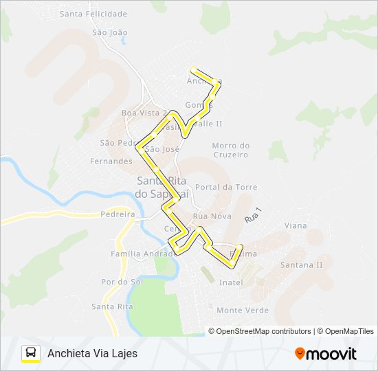 Mapa da linha ANCHIETA de ônibus