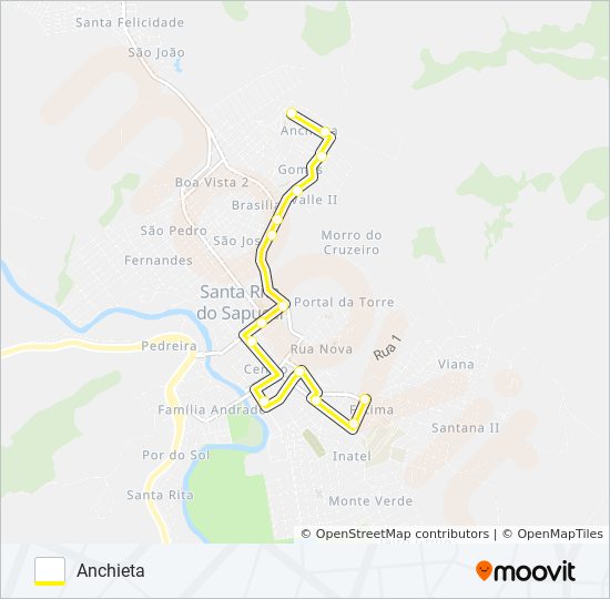 Mapa da linha ANCHIETA de ônibus