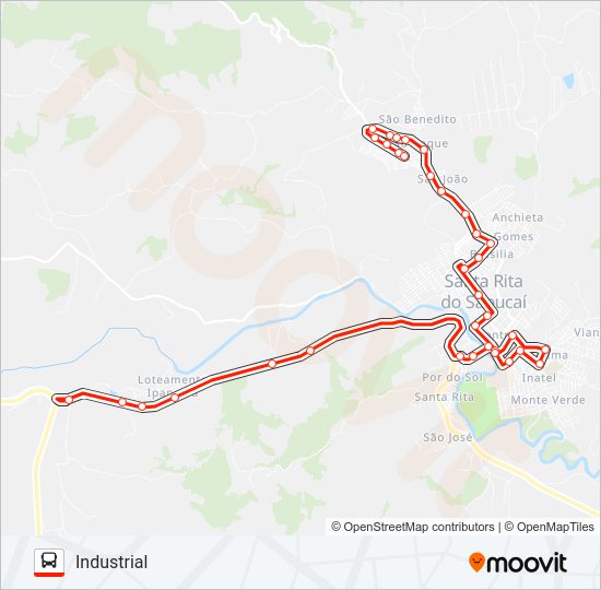 Mapa da linha INDUSTRIAL de ônibus