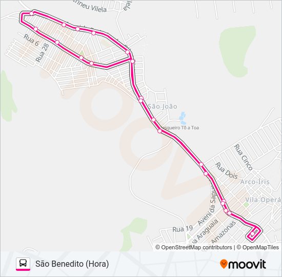 Mapa da linha SÃO BENEDITO (HORA) de ônibus