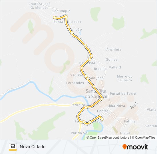 Mapa da linha REFORÇO JOSÉ G.M (VIA MCM) de ônibus
