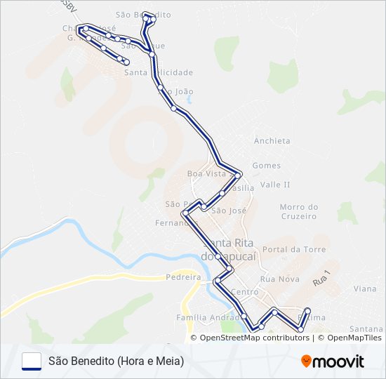 Mapa da linha SÃO BENEDITO (HORA E MEIA) de ônibus
