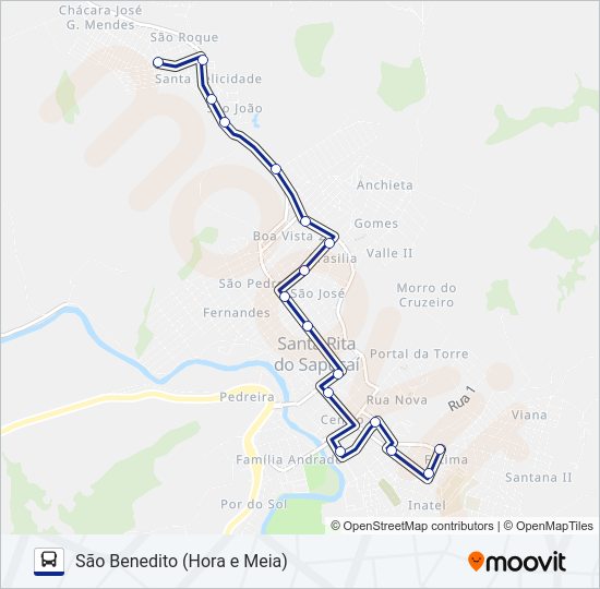 Mapa da linha SÃO BENEDITO (HORA E MEIA) de ônibus