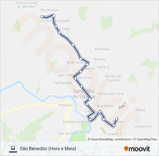 SÃO BENEDITO (HORA E MEIA) Bus Line Map