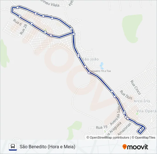 SÃO BENEDITO (HORA E MEIA) Bus Line Map