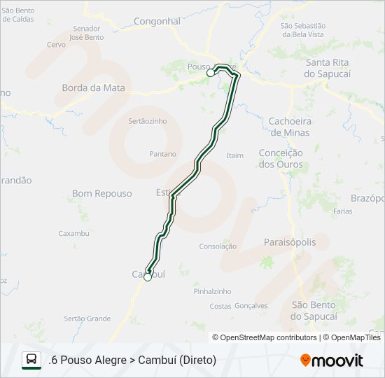 Mapa da linha 3959 CAMBUÍ/POUSO ALEGRE de ônibus