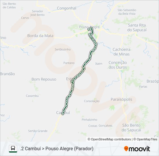 Mapa da linha 3959 CAMBUÍ/POUSO ALEGRE de ônibus