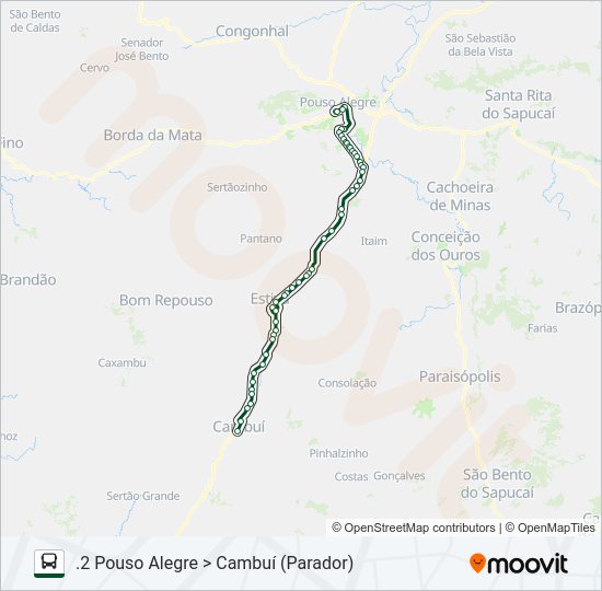 Mapa da linha 3959 CAMBUÍ/POUSO ALEGRE de ônibus