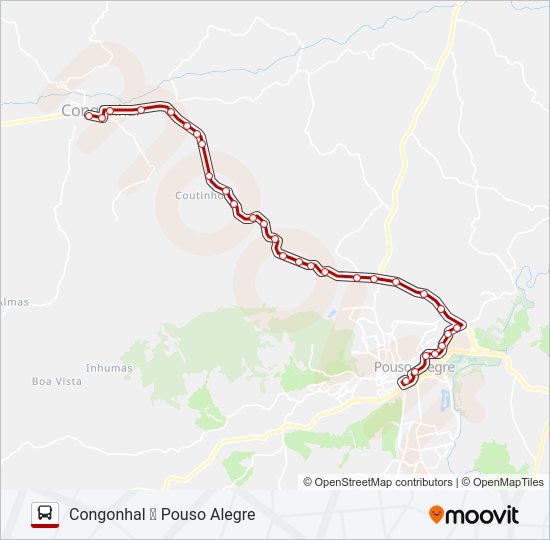 Mapa da linha 3803.1 CONGONHAL/POUSO ALEGRE de ônibus