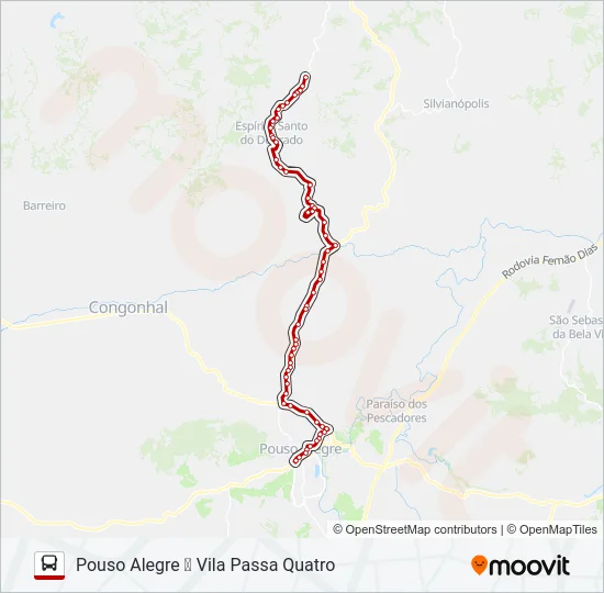 3528 POUSO ALEGRE/VILA PASSA QUATRO Bus Line Map