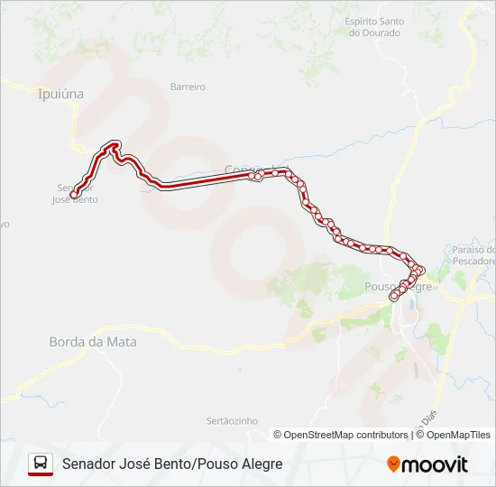 3803 SENADOR JOSÉ BENTO/POUSO ALEGRE Bus Line Map