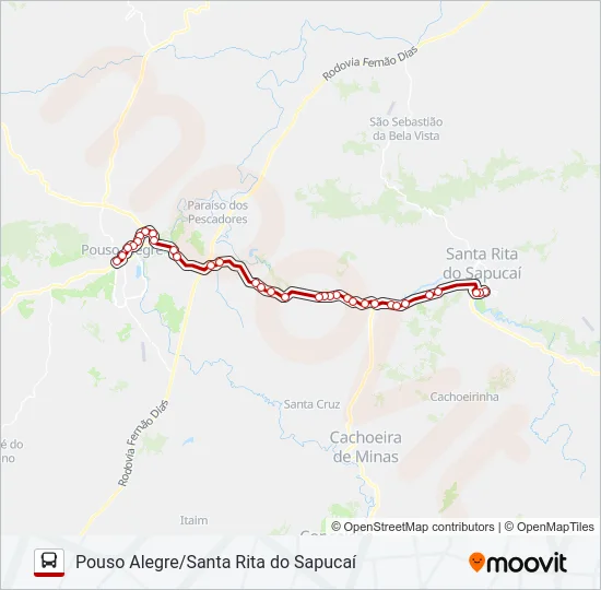 3516.3 POUSO ALEGRE/SANTA RITA DO SAPUCAÍ Bus Line Map