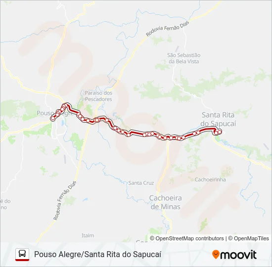 3516.3 POUSO ALEGRE/SANTA RITA DO SAPUCAÍ Bus Line Map