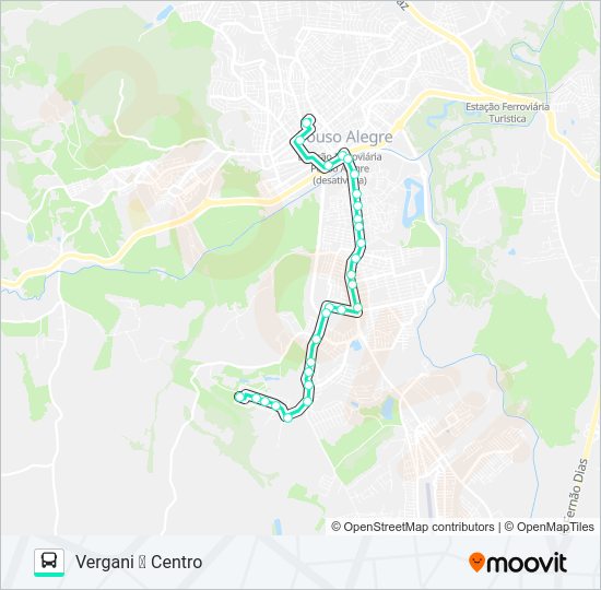Mapa da linha 204 CENTRO/VERGANI de ônibus