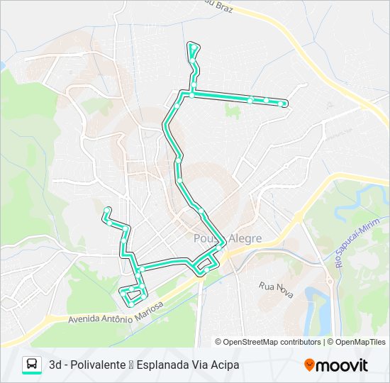 Mapa da linha 204 CENTRO/VERGANI de ônibus