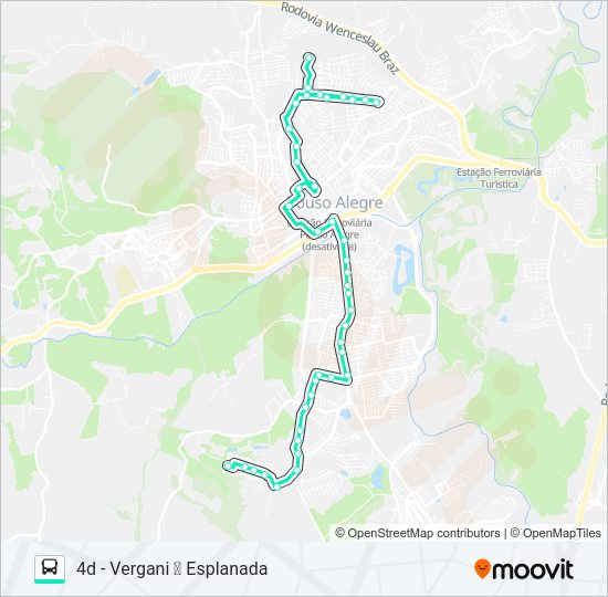 Mapa da linha 204 CENTRO/VERGANI de ônibus