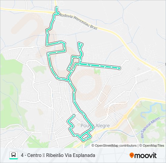 Mapa da linha 221 CENTRO/RIBEIRÃO de ônibus