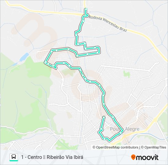 Mapa da linha 221 CENTRO/RIBEIRÃO de ônibus