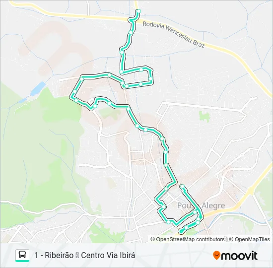 221 CENTRO/RIBEIRÃO Bus Line Map
